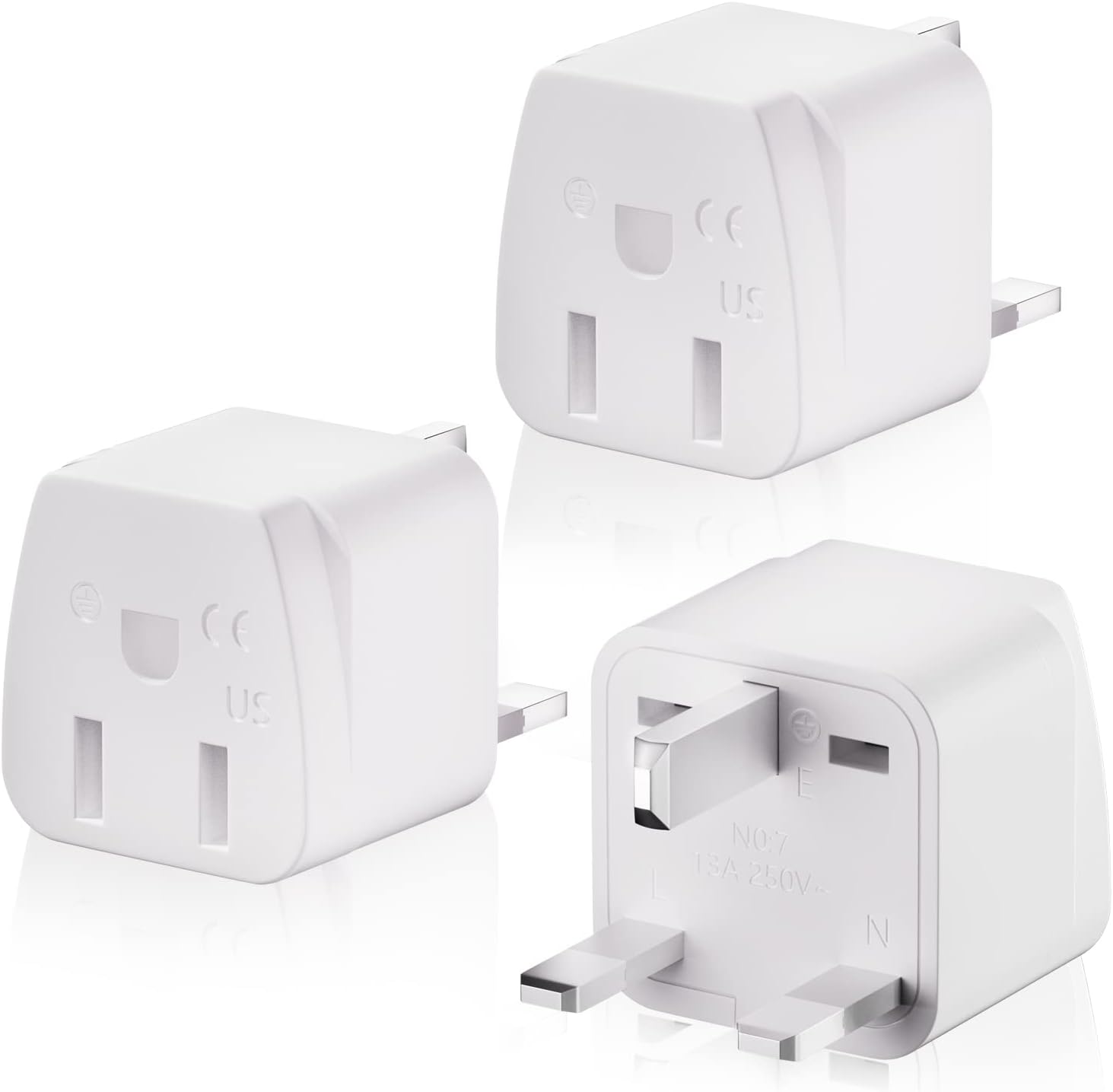 HITRENDS US to UK Plug Adapter with 3 pack, 3 Pin USA to UK Plug