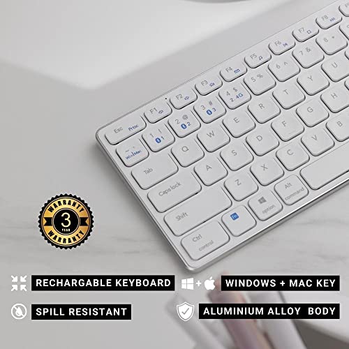 Image of RAPOO E9050 C-Type Rechargeable Bluetooth Wireless Multi-Device (4 Devices) Keyboard for Windows /iOS /Android,Tablet /Smartphone - 3 Years Warranty White