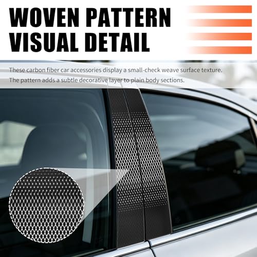 2PCS Car B Pillar Sticker Decal,Stylish Carbon Fiber Texture Car Pillar Decals for B-Column Protection,Waterproof Door Pillars Decals Kit Cars Exterior Accessories with Squeegee - Image 3