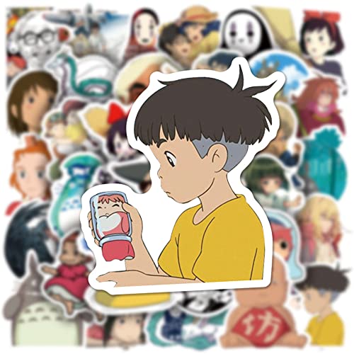 100PCS Cartoon Anime Miyazaki Hayao Stickers for Laptop,Studio Ghibli Anime Vinyl Movie Stickers for Water Bottle, Phone,Hard Hat,Skateboard,Scrapbooking,Gifts for Kids/Adults