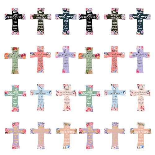 24PCS 2.16inch Magnetic Cross Bookmarks Cross Magnetic Bookmarks Christian Religious Gifts for Women Bible Study Accessories with Strong Magnets