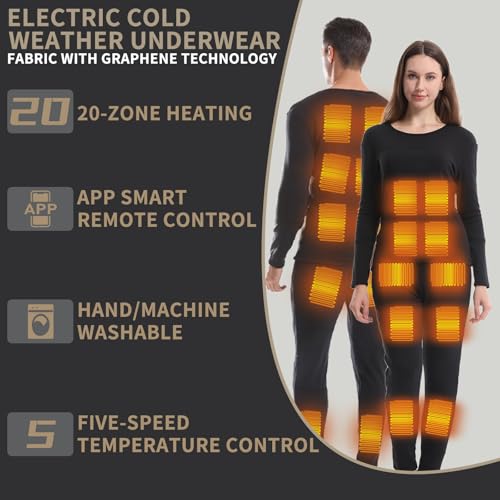 Upgraded Graphene Heated Underwear Fast Heating Power Saving Electric Long Warm Undergarments with Top and Pant2