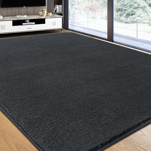 Rururug Large Area Rug, 200x300 cm, Grey, Modern, Fluffy, High Pile, Machine Made, Living Room, Bedroom, Children's Nursery