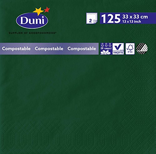 Serviettes en papier Duni 180382 vert foncé 33x33 cm en lot de 2000 pièces pour table