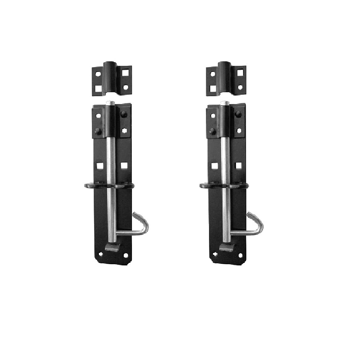 ALLEN & ALVAN® - Brenton Bolt - Gate Bolt - Black Powder Coated - Brenton Bolt Creates an Elegant Method of securing Doors and Windows - [2 Packs] (6 Inches)