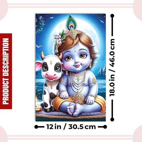 Image of Twinster Bal krishna Posters Photo for Pregnant Women, Baby Poster Self Adhesive (Size 45 cm by 30 cm) Pack of 1 (Design 21)