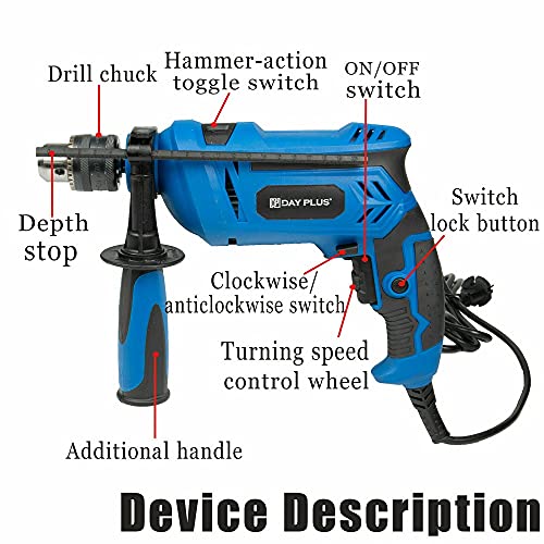 850W 230V Heavy Duty Electric Rotary Hammer Drill Impact Driver Bit Set 3000 RPM with Depth Gauge, Powerful Variable Speed Drill for Drilling Steel Masonry Concrete Wood 2 850W 230V Heavy Duty Electric Rotary Hammer Drill Impact Driver Bit Set 3000 RPM with Depth Gauge, Powerful Variable Speed Drill for Drilling Steel Masonry Concrete Wood - Image 2