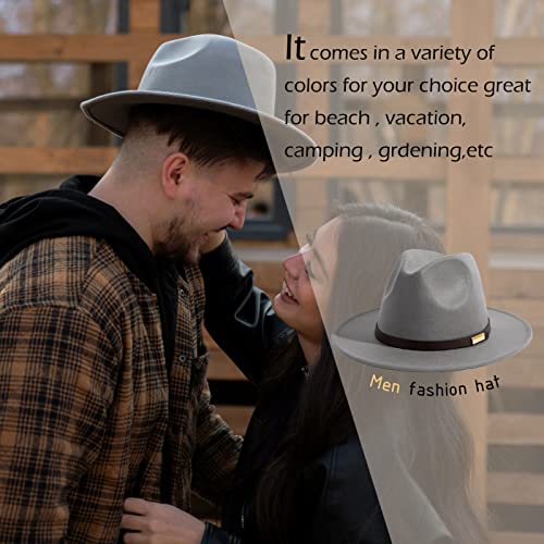 Image of Fedora Hats for Men Wide Brim Panama Hat with Classic Belt