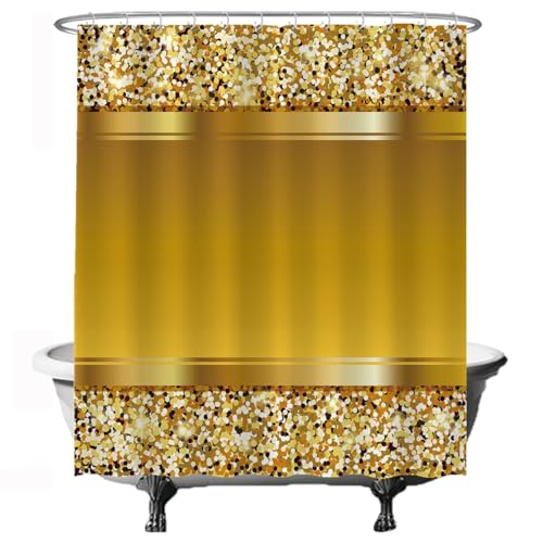 Ulticool Rideau de Douche - Doré pailleté Glamour Luxury Party - 180 x 200 cm - Anti Moisissure -...