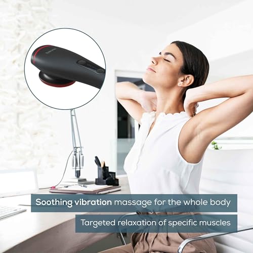 Image of Beurer MG 24 Infrared Body Massager for Pain Relief | Deep Tissue Vibration Massage with Soothing Infrared Heat Therapy | Ergonomic Handheld Design for Muscle Relaxation, Stress Relief, Improved Blood Circulation I Black in color I 3 years warranty