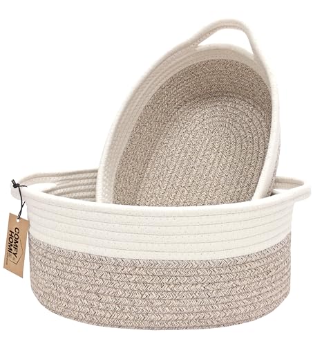 Image of COMFY-HOMI Oval Rope Basket with Handles for Shelves,Toys,Book, Cloth Storage Baskets for Organizing Toy Decorative Organizer for Living Room, Bathroom