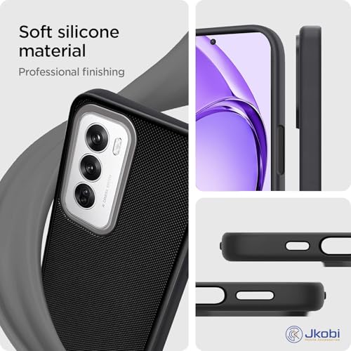Image of Jkobi Back Cover Case for Oppo Reno12 5G | Oppo Reno 12 5G (Textured Grip Design | Camera Protection | Slim and Light Weight | Soft Touch and Feel | Black)