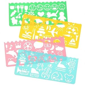 U-M Utile et professionnelRègle de pochoirs de Dessin en Plastique réutilisables règle de modèle de Couleur Multicolore Cadeau de Papeterie pour Les Enfants 4 pièces/Ensemble, 4???