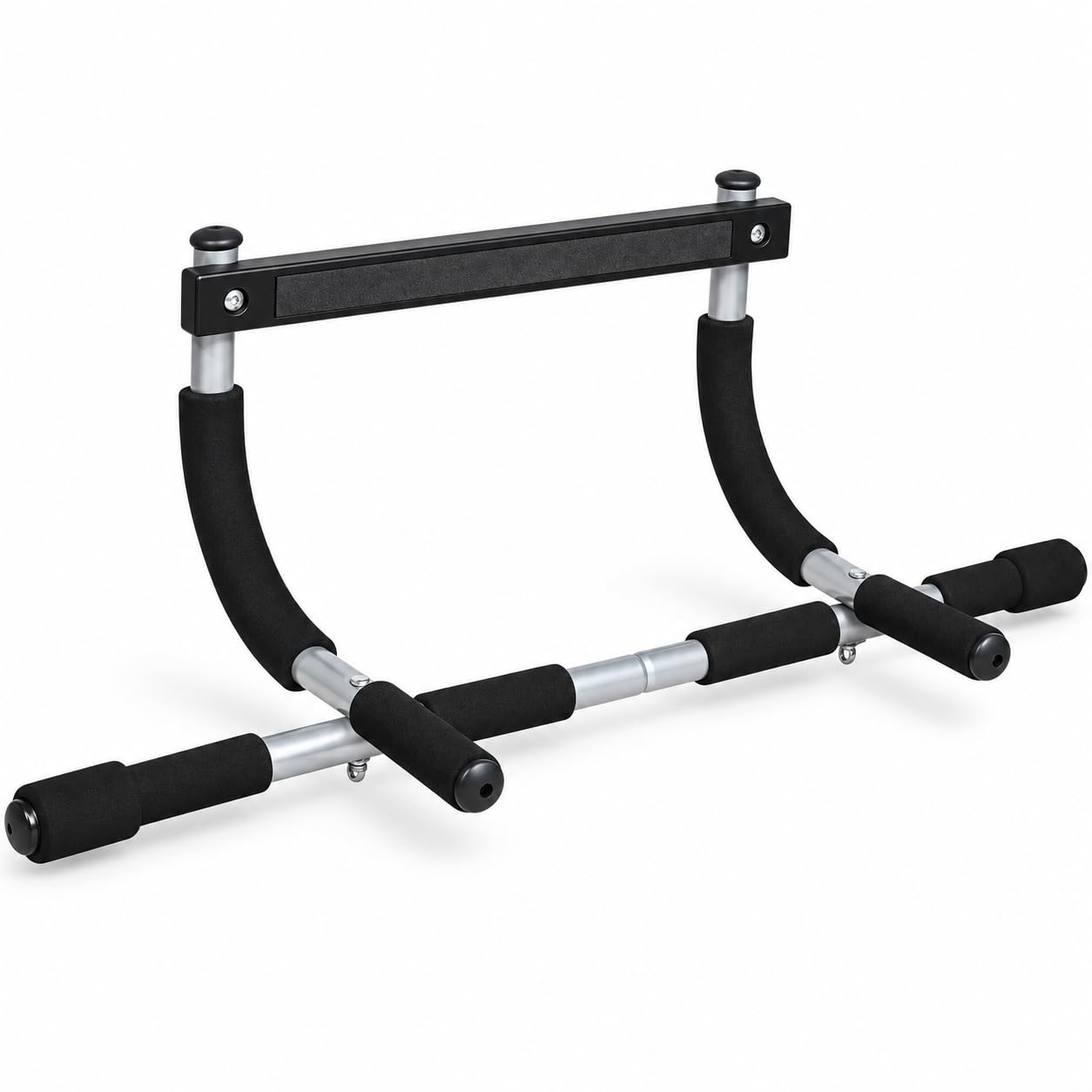 Pull-Up Bar for Doorway – No-Screw Home Gym Fitness Bar for Pull-Ups, Push-Ups, Chin-Ups, Sit-Ups & Upper Body Workout – Horizontal Door Frame Bar for Indoor Strength Training (Black & Silver)