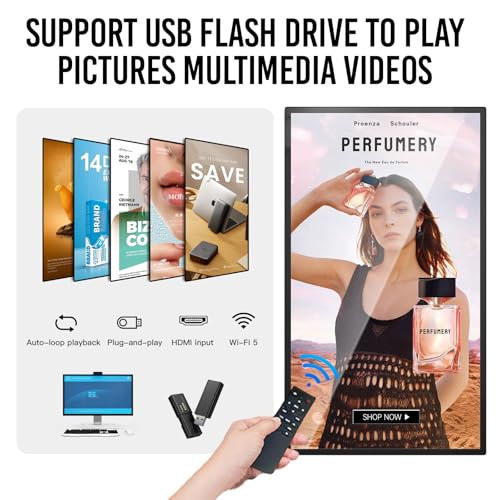 Image of 32-inch Touch Screen Monitor Wall Mount, 2K Smart Industrial Digital Signage Display, Automatic Playback, Intelligent Split Screen, Timer Switch, CMS Remote Publishing, USB /WiFi /Port Player