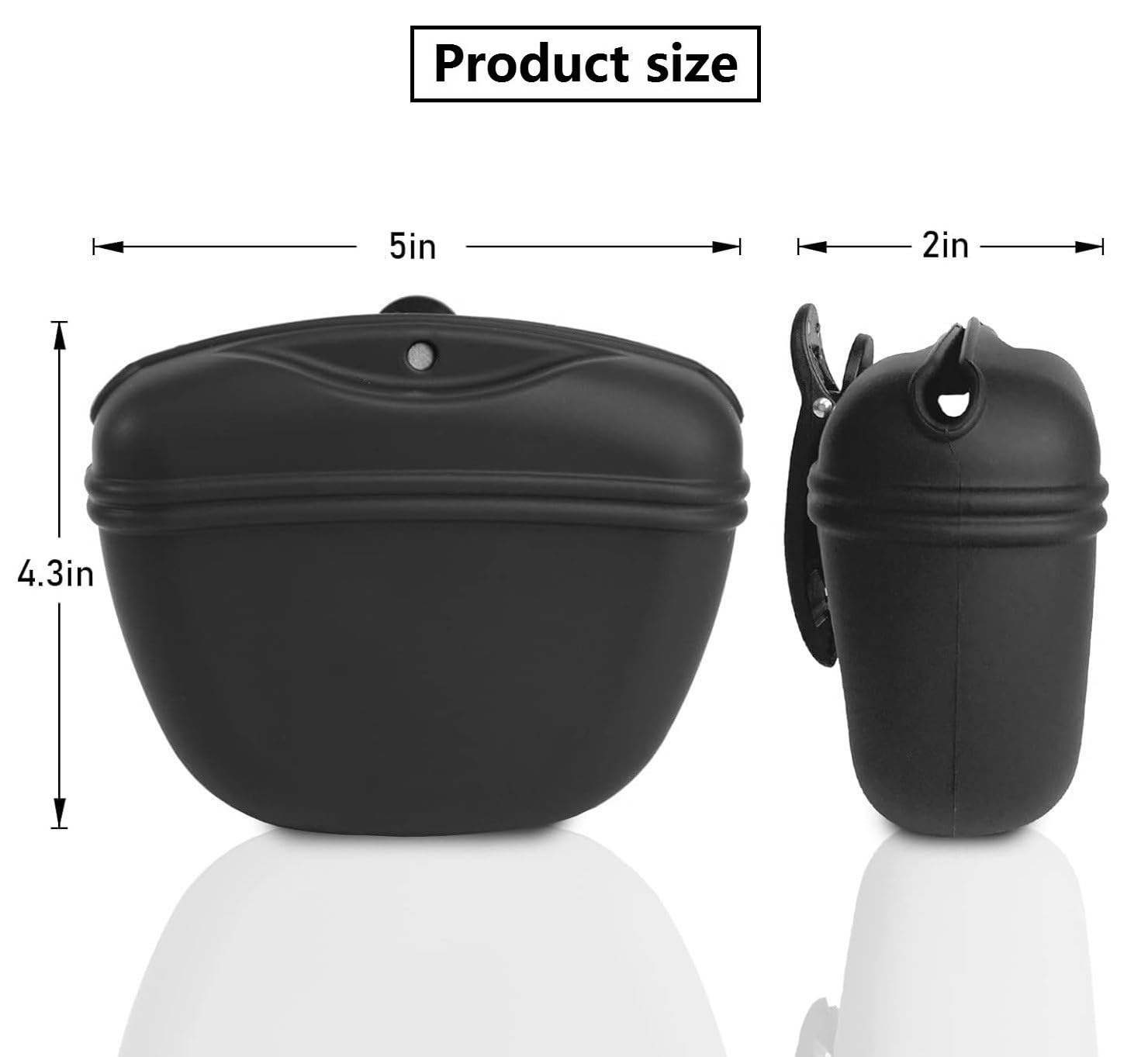 KOMUNJ Silicone Dog Treat Pouch, Treat Bag for Dogs Silicone Dog Treat Bag for Dog Training Clip on Portable Training Container, Black - Image 4