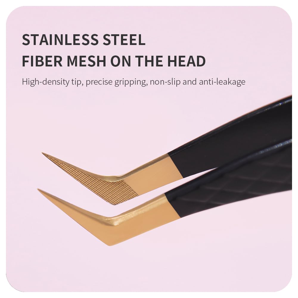 Pinzas para Extensiones de Pestañas Pinzas Pestañas Pelo a Pelo Lash Tweezers(A1+2+4+9+10)