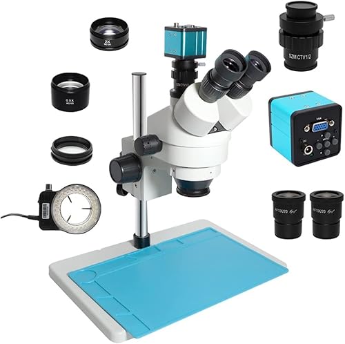 Miniatura 1 de Kit de accesorios para microscopio 3.5X-90X simul-Focal Trinocular estéreo Microscopio 38MP 1080P VGA HDMI USB Microscopio Cámara CTV Adaptador