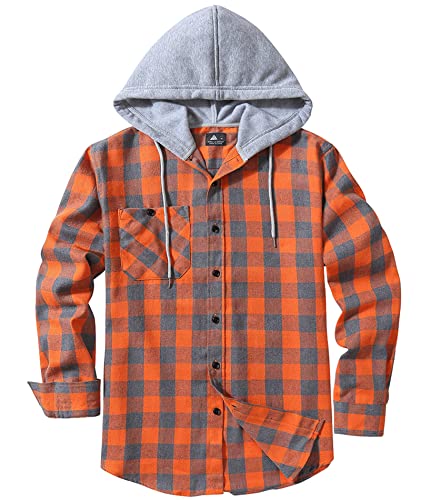 SCODI Mens Flannel Hoodie Shirt Casual Button Down Plaid Jacket Shirts Stylish Long Sleeve Shirts with Pocket2