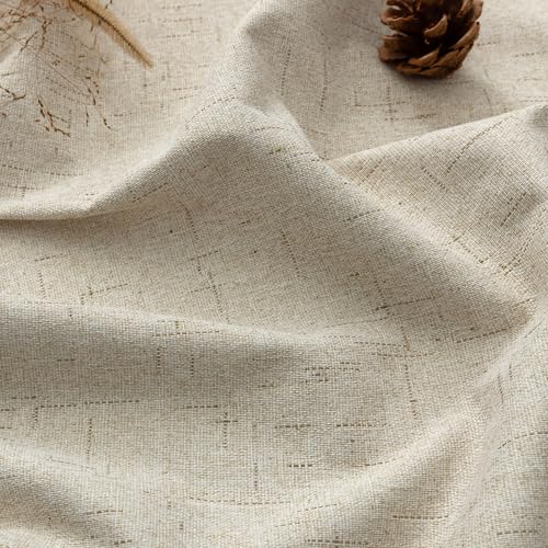 Image of 100% Blackout Linen Textured Curtains for Bedroom Full Light Blocking Room Darkening Bronze Grommet Window Drapes Thermal Insulated Energy Efficient Home Decor 52x84 Linen (2 Panels)