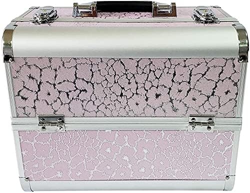 Image of Adson Professional Makeup Box Cosmetics Case Jewelry Organiser Vanity Make Up Storage Box Beauty Train Case Lockable with Keys (Cloudy Smoke Rose Gold)