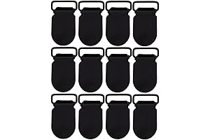 Aifeier ET - Heavy Duty Suspender Clips for DIY Straps, Bibs, Buckles (12Pcs, Black, 15mm)