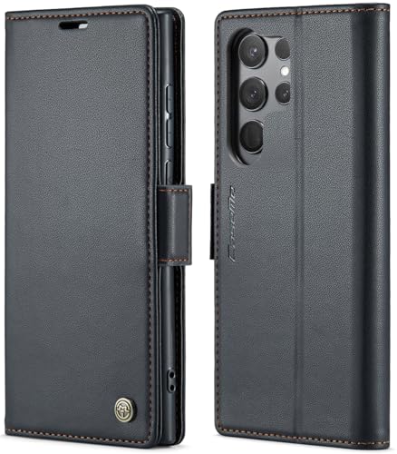 SINIANL for Samsung Galaxy S25 Ultra Wallet Case with RFID Blocking S25 Ultra Case Wallet for Men Women with Card Holder Magnetic Clasp Kickstand Leather Book Folio Case for Galaxy S25 Ultra Black