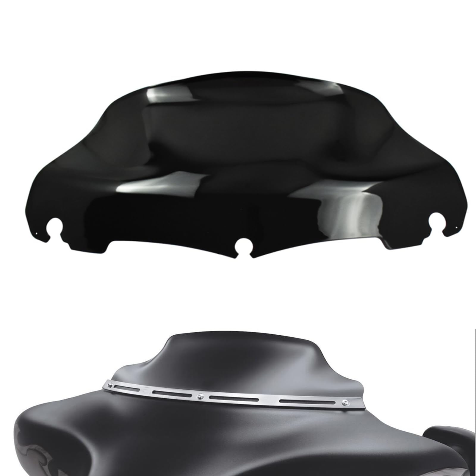 Motorcycle 9 inch Wave Windshield Windscreen Fit for Harley Touring Street Glide Electra Glide Ultra Limited Tri Glide FLHT FLHX FLHXS FLHTCU FLHTK 2014-2023 Black