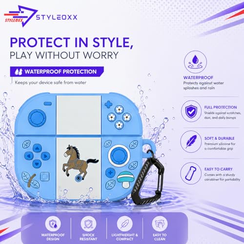 Image of Anvique Silicone Case Cover for Oneplus Nord Buds 4 Pro, Scratch Resistance, Shock Absorption, with Premium Carabiner (Horse SkyBlue T)