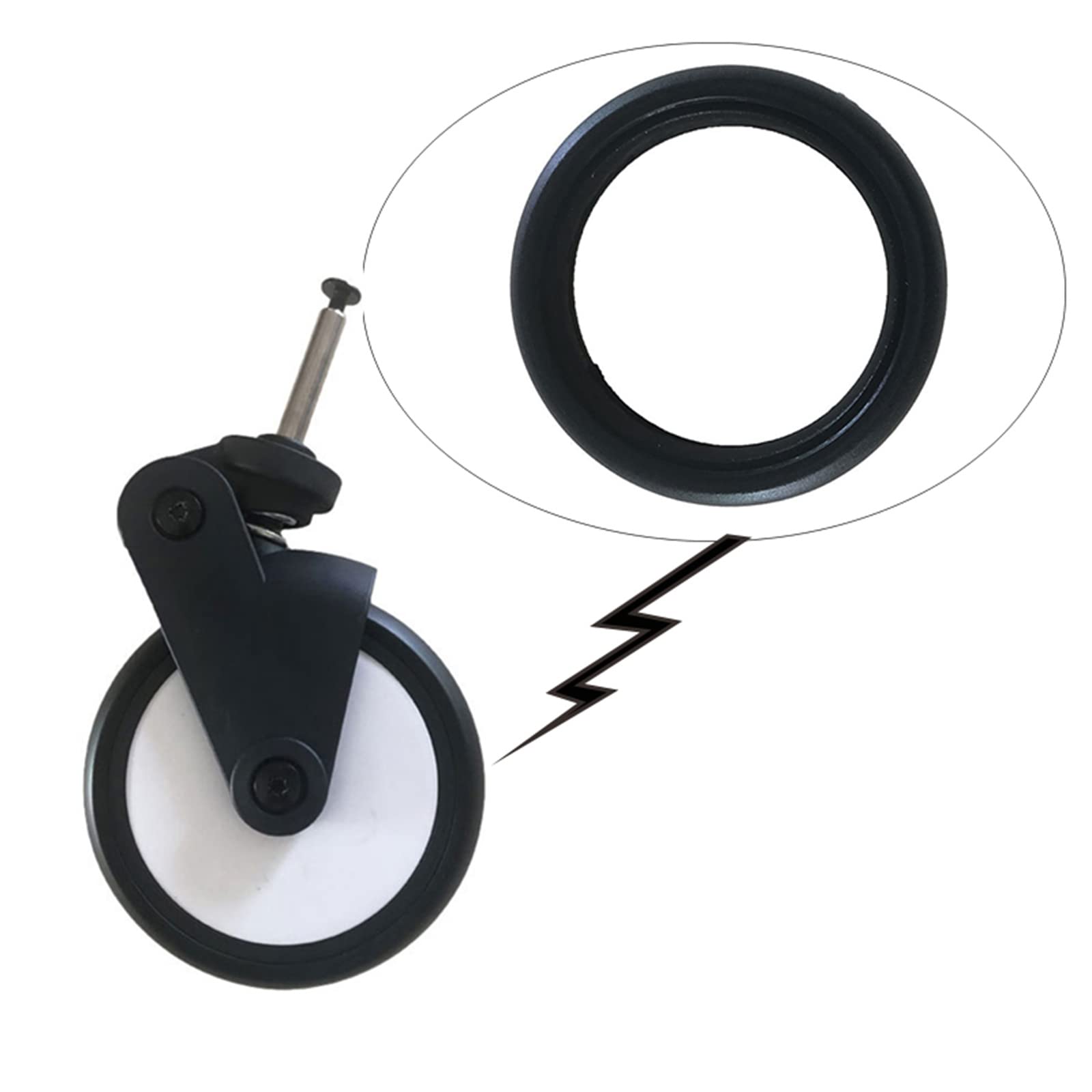Aggiornato Passeggini Gomma Gomma Sostituzione Passeggini Anteriore/Posteriore Pneumatico Accessori Installazione Rapida Nero