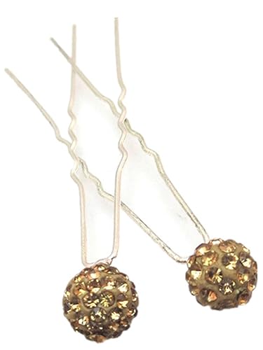 Shop Ginger Wedding Horquillas para el pelo en forma de U con diamantes de imitación de bola de disco para fiesta, novia, dama de honor (dorado, 2