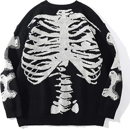 Aelfric Eden Pull tricoté vintage à manches longues et col rond pour homme Motif vache, Noir 25, M Cover