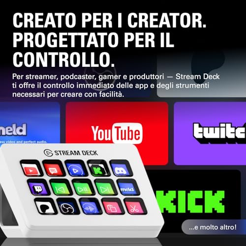 Elgato Stream Deck MK.2 White – Controller da studio, 15 tasti macro, attiva azioni nelle app e in software quali OBS, Twitch, ?YouTube e altro, funziona con Mac e PC - Immagine 1