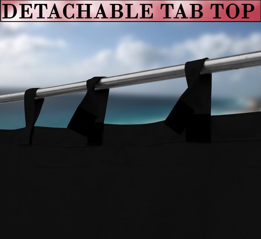 Image of HDPE Fabric 85-90% Sun Blockage & UV Protection Detachable Tab Top Balcony & Outdoor Curtains Temperature Reducing for Window&Door Curtains(Black Color 4.5X9.5 Feet) 1 Piece