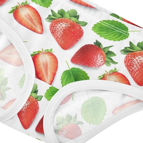 Strawberries Green Leaves White Girls Underwear Toddlers 2t Cotton Cute Panties Girl Animal Briefs Kids Undies4