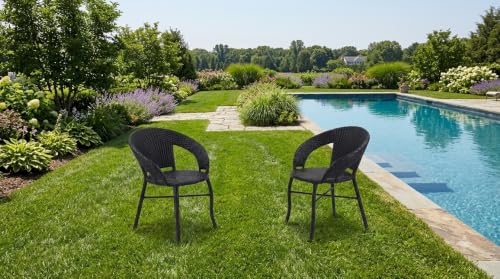 Image of Grand Living 2-Piece Outdoor Wicker Patio Chair Weather-Resistant Chairs Rattan for Terrace, Lawn,& Garden, Balcony (Black, 2 Chair)