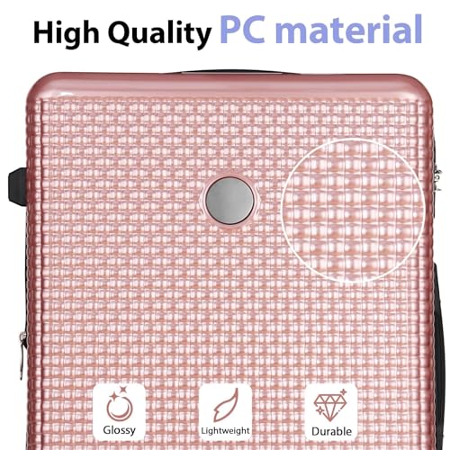 Lightweight Expandable 3-Piece Hardshell Luggage Set - Rose Gold Travel Suitcases with Wheels4