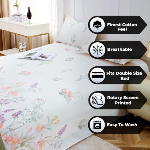 Image of Dew Cotton Bedsheet for Double Bed 160 TC 250 x 225 CM, Ivory