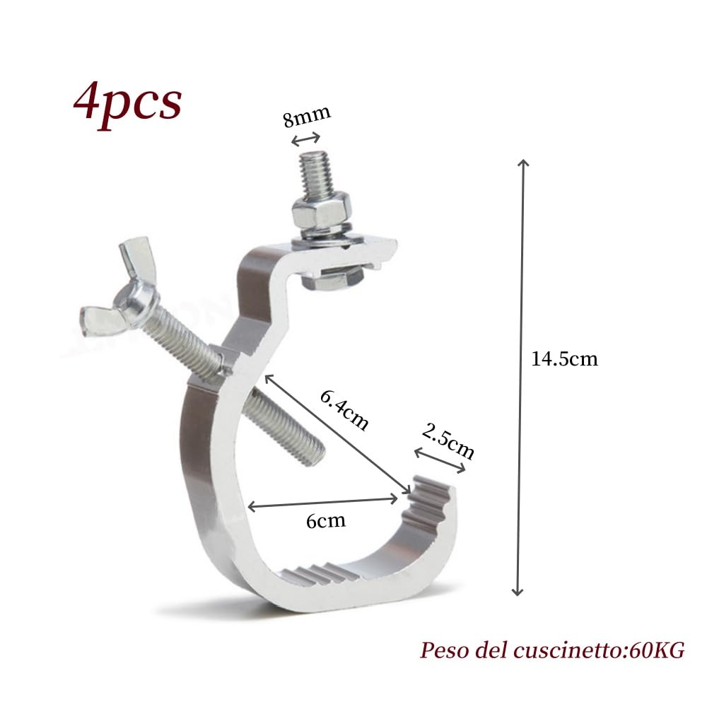 4 piezas abrazadera para luces de escenario, aleación de aluminio, abrazaderas para luces de escenario para trabajos graves, luces de escenario, abrazadera soporte gancho para colgar luces para DJ