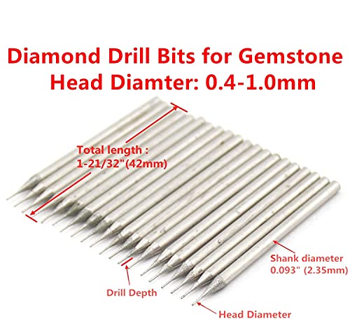 Juego brocas diamante 0.4-1.5mm 60 piezas para piedra miniatura 2