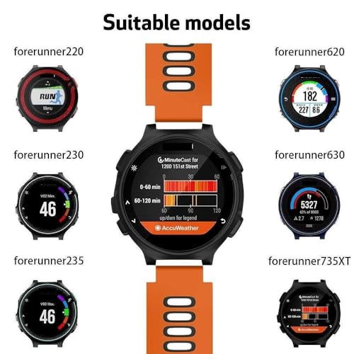 Bracelet de montre en silicone pour Garmin Forerunner 735XT 235 230 S20 boucle noire - 3