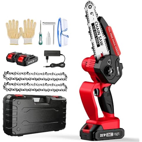 6" Mini Chainsaw, Seesii Cordless Electric Power Chain Saw w/ Angle Adjustment, Tool-Free Chain Tension & 2x2.0ah Batteries, 2022 Upgrade Battery Operated Chainsaw for Tree Branch Wood Cutting, CH610 Cover