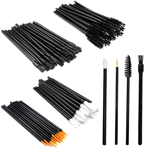 ACKLLR 100 Pieces Makeup Applicators Kit, Mascara Wands + Lipstick Applicators + Eyeliner Brushes, 4 Styles Makeup Brushes Tools Kit