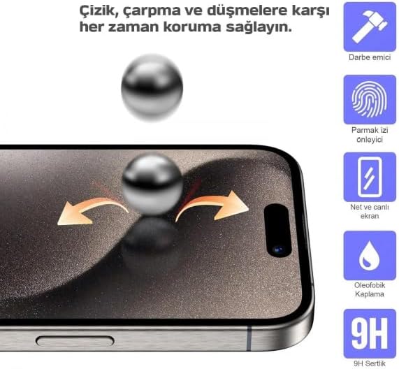 iPhone 17/17 Pro Uyumlu Parmak İzi ve Yansıma Yapmayan Net Mat Cam Ekran Koruyucu - Görsel 6