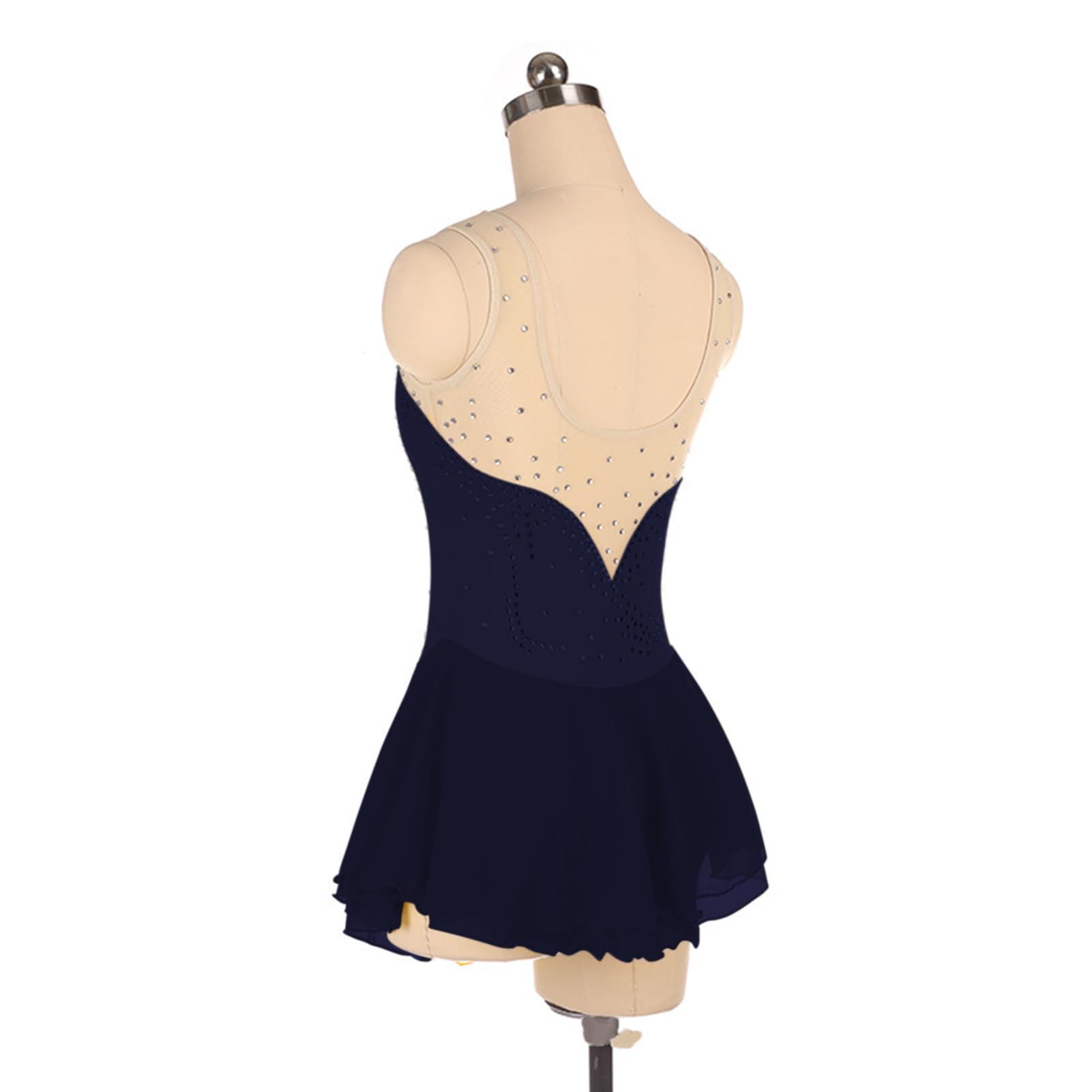 Vestito da Pattinaggio Artistico con Diamanti, Body da Balletto Danza Vestito da Ballo, Chiusura con Gancio Posteriore, per Ragazze Ad Alta Elasticità