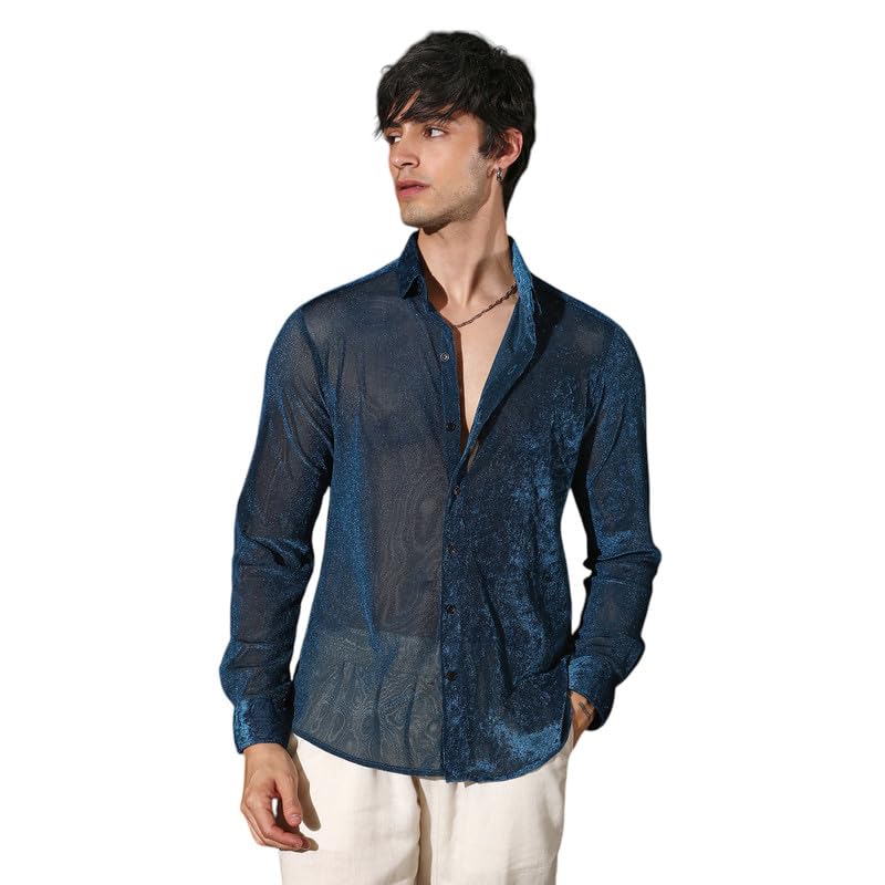 Image of CAHOOT Men's Olive Shirt Casual Wear | Shawl Collar | Long Sleeve | Button Closure | Shirt Crafted with Comfort Fit for Everyday Wear