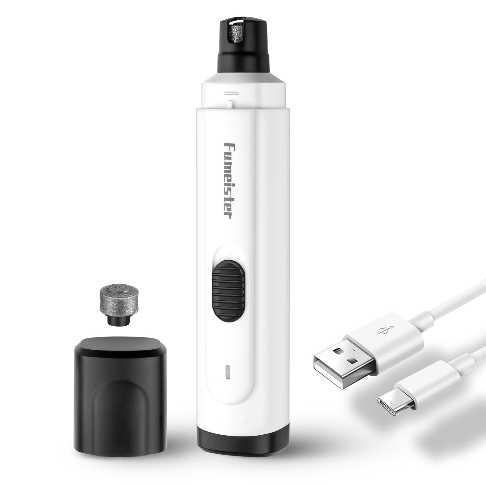 Pet Nail Grinder for Dogs - Quiet 2-Speed Type-C Rechargeable Dog Nail Trimmer, Low Noise Paw Grooming for Dogs & Cats (White)