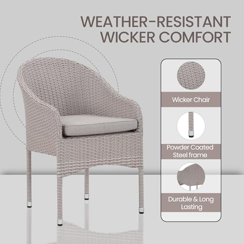 Image of Royaloak Sepang Malaysian Wicker Outdoor Chair, Modern Style, Fiber Rattan, Powder Coated Steel Frame, Water Resistant Cushion, Adult Relaxation