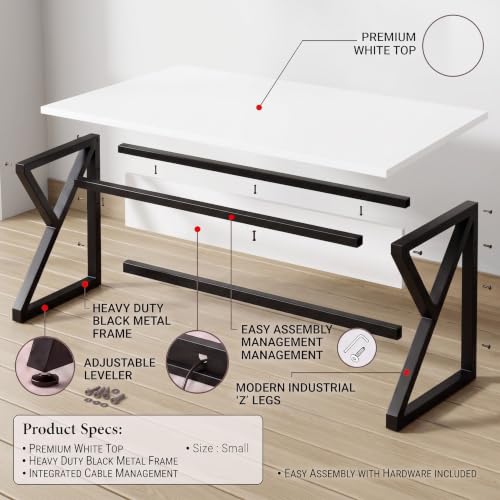 Image of Riyan Luxiwood Alden Computer Table in Engineering Wood for Home & Office, Simple Style Desk, Scratch Resistance Surface, Easy to Assemble, Study Table for Kids (Size- 90 X 60 X 75 Cm) - White