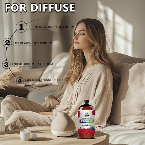 Image of Rose Essential Oil for Diffuser Massage Candle Home, Rose Oil 16 oz